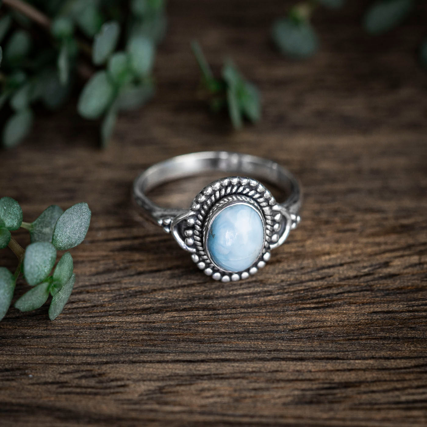 Laria Bodi - 925 Sterling Zilveren ring met Larimar Edelsteen – Wiezewasjes